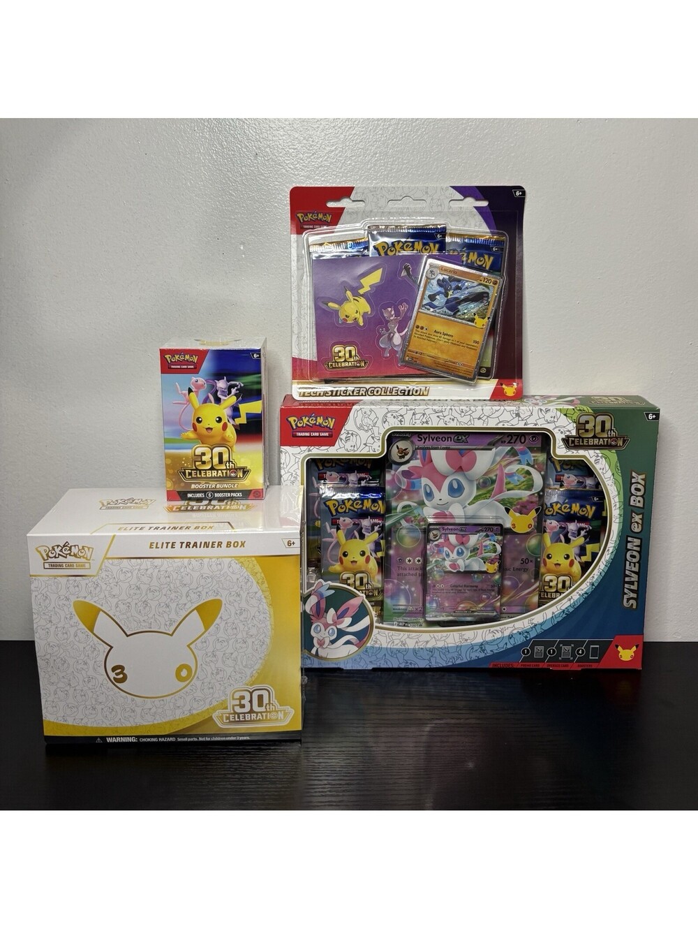 Pokemon 30th Celebration ETB Booster Bundle EX Box and Tech Sticker set